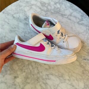 Nike Girls Court Legacy White and Pink Sneakers